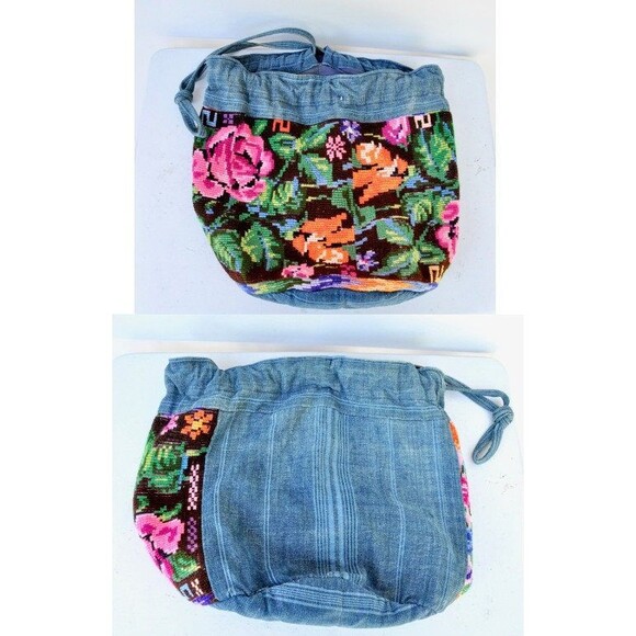 Floral Embroidered Bag - Colorful Embroidery Bag - Denim Bag - Hand Embroidered - Picture 6 of 10